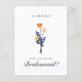 Cartão Postal Proposta Moderna de Bridesmaid Floral