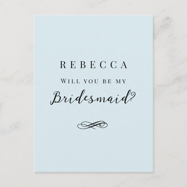 Cartão Postal Proposta Simples e elegante da Bridesmaid (Frente)