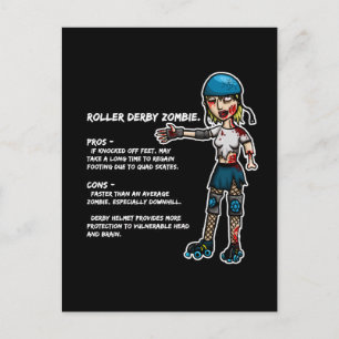 Cartão Postal Pros e Cons Roller Derby Zombie