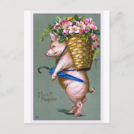 Cartão Postal "Prosit Neujahr" Vintage Alemão