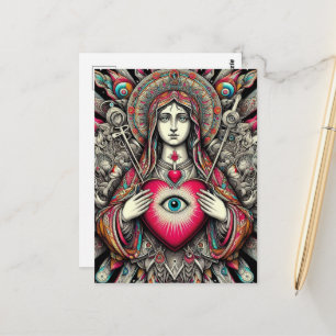 Cartão Postal Proteção Contra o Mal Sagrado Coração de Maria