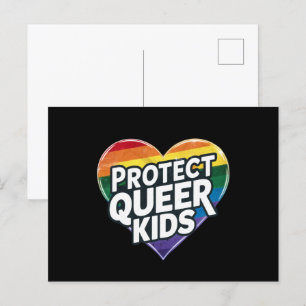 Cartão Postal Proteger Crianças Queer Orgulho LGBT do Arco-Íris