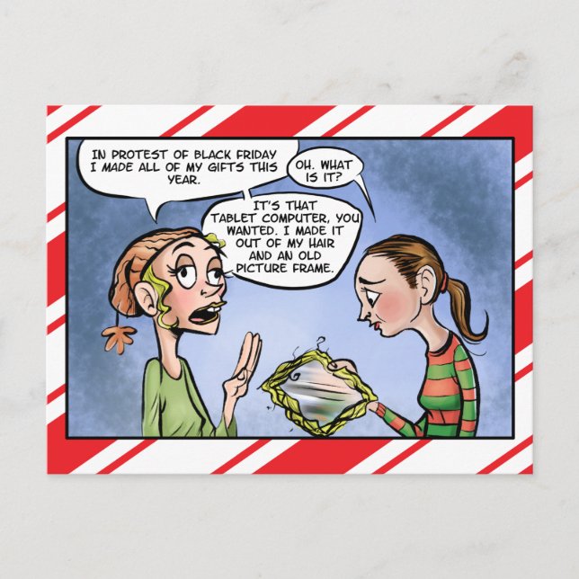 Cartão Postal Protesta da Black Friday Presente de Natal Carta d (Frente)