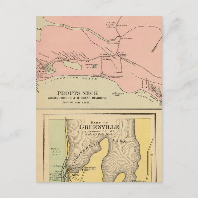 Cartão Postal Prouts Neck Scarborough, praias Higgins (Frente)