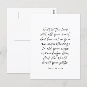 Cartão Postal Provérbios 3:5-6 Confiança no Senhor