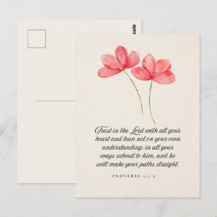 Cartão Postal Provérbios 3:5–6 Confie no Senhor Rosa Floral
