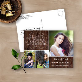 Cartão Postal Proverbos Rustic Wood Christian Graduation 3