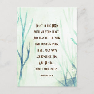 Cartão Postal Proverbs 3:5-6 Confie no Senhor com todo o Seu Cor