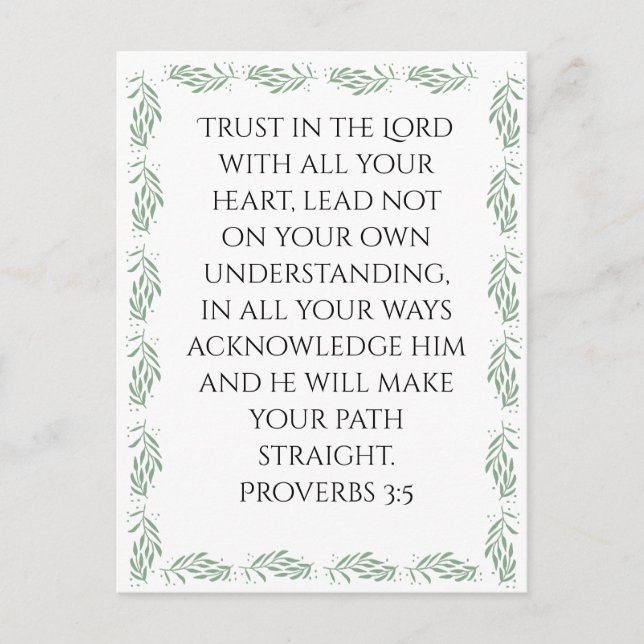 Cartão Postal Proverbs 3:5 Poster (Frente)