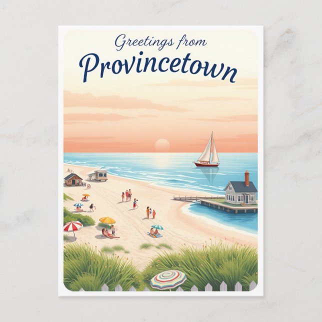 Cartão Postal Provincetown, Massachusetts – Praias de Cape Cod (Frente)