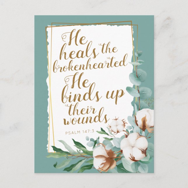 Cartão Postal Psalm 147:3 JW de encorajamento (Frente)