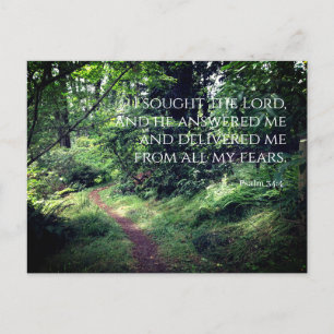 Cartão Postal Psalm 34:4 Calm Woodland Path Postcard
