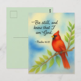Cartão Postal Psalm 46:10 Be Still Red Cardinal Scripture Nature