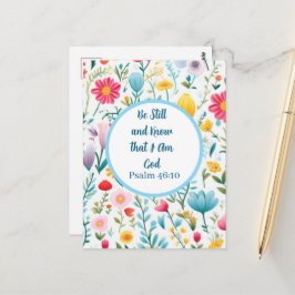Cartão Postal Psalm 46:10 Floral Postcard