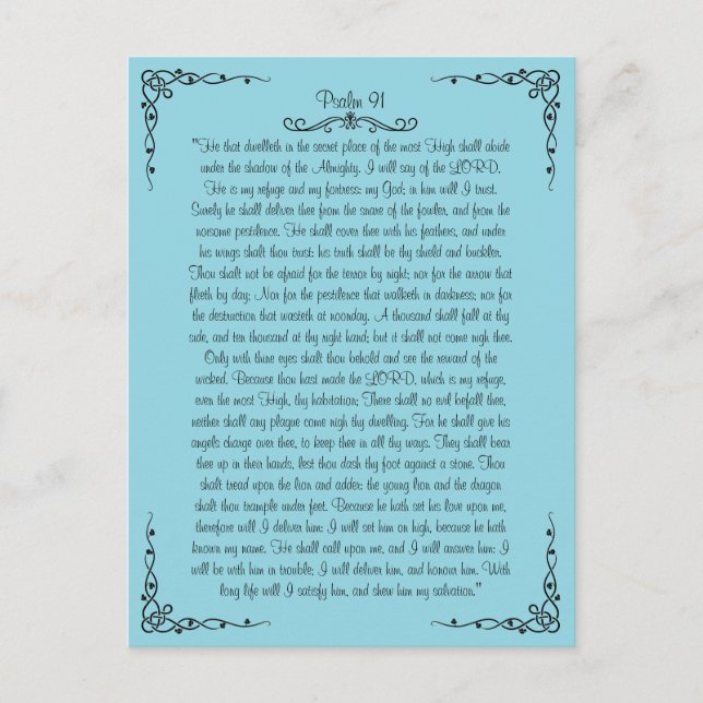 Cartão postal Psalm 91 (Frente)