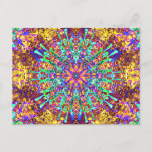 Cartão Postal Psicodélico Mandala Trippy Hippie Coloração