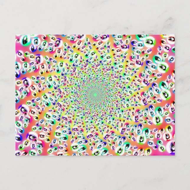 Cartão Postal Psychedelic Rainbow Eyes Mandala (Frente)