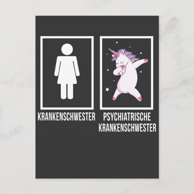 Cartão Postal Psychiatrische Krankenschwester Dabbing Unicorn (Frente)