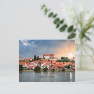 Cartão Postal Ptuj, fotografia de paisagem urbana da Eslovênia