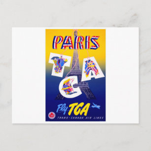 Cartão Postal Publicidade à Viagem aérea da Torre Eiffel de Pari