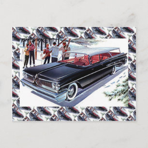 Cartão Postal Publicidade de carros antigos, Esqui de carro