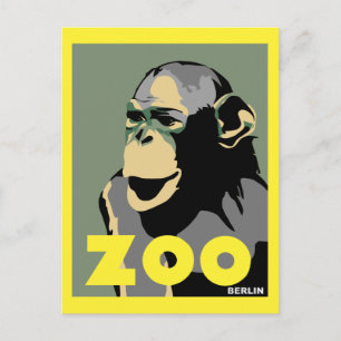 Cartão Postal Publicidade de viagem de macaco do Zoo Berlin