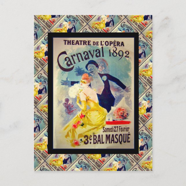 Cartão Postal Publicidade francesa Vintage, Carnaval 1892 (Frente)