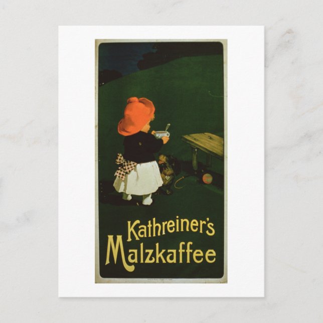 Cartão Postal Publicidade poster para 'Café Malt de Kathreiner' (Frente)