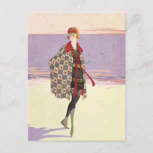 Cartão Postal Publicidade venenosa - Menina na praia