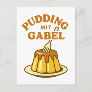 Cartão Postal Pudim Com Garfo Design Divertido