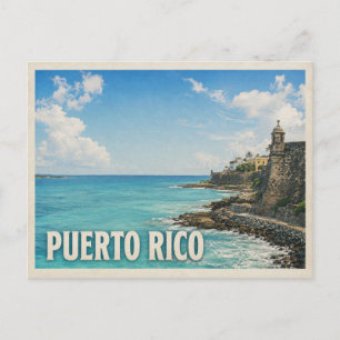 Cartão Postal Puerto Rico Vintage Velho San Juan Viagem Costeira