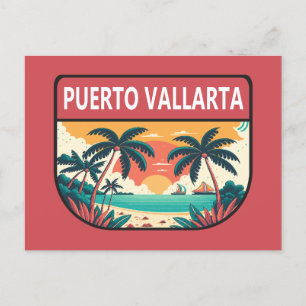 Cartão Postal Puerto Vallarta Mexico Retro Emblem