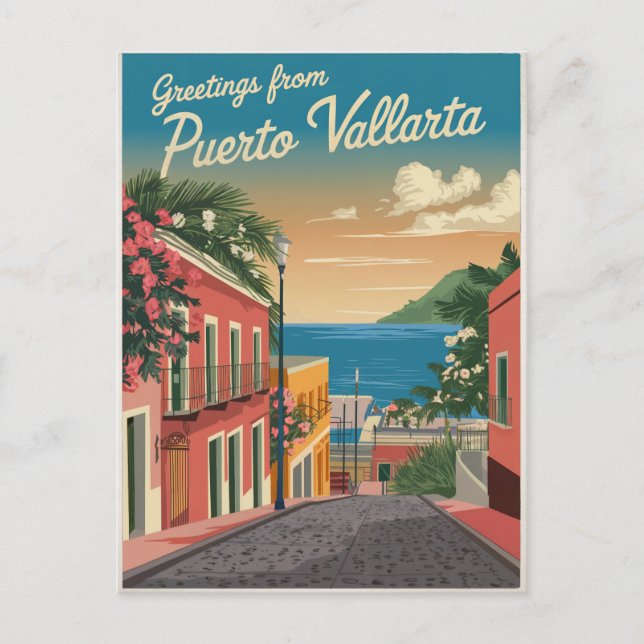 Cartão Postal Puerto Vallarta Mexico Vintage (Frente)