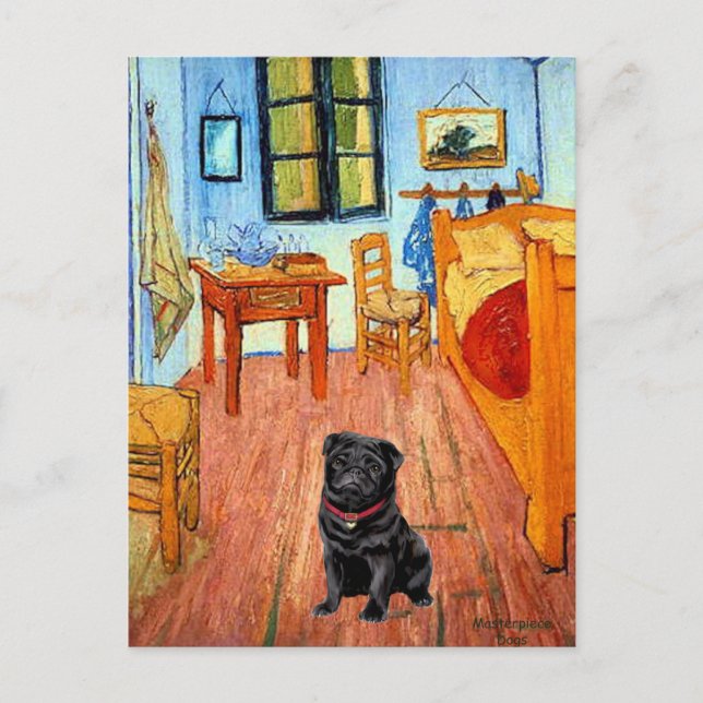Cartão Postal Pug 17 (preto) - A Sala (Frente)