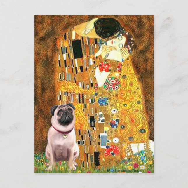 Cartão Postal Pug 1 - O Beijo (Frente)