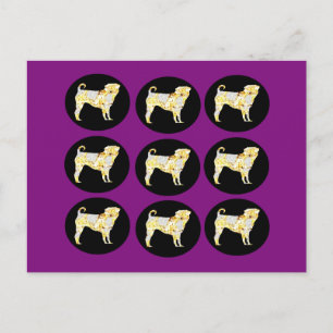 CARTÃO POSTAL PUG BRILHOS!
