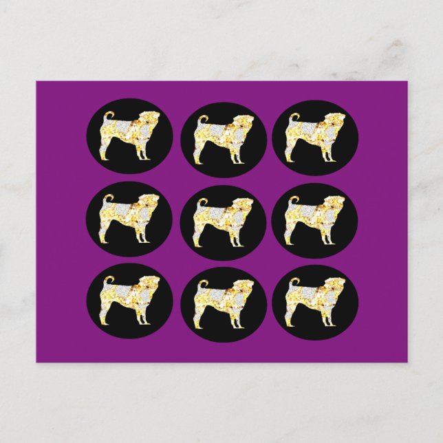 CARTÃO POSTAL PUG BRILHOS! (Frente)