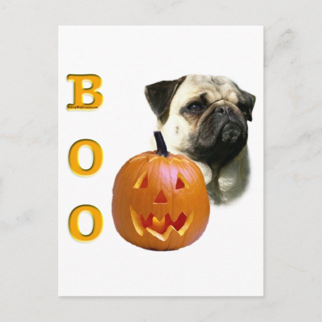 Cartão Postal Pug (camisa) Boo (Frente)