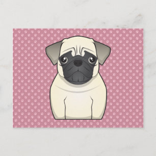 Cartão Postal Pug Cartoon