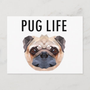 Cartão Postal Pug Design Dog Exclusivo