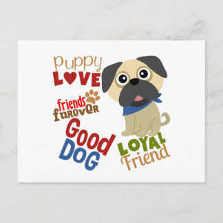 Cartão Postal Pug Dog Melhor Amigo