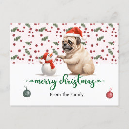 Cartão Postal Pug Dog Natal temido