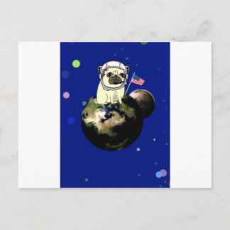Cartão Postal pug espacial