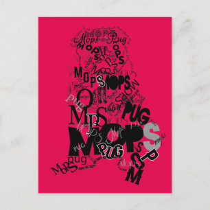 Cartão Postal Pug feito do tipo