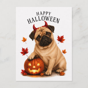 Cartão Postal Pug Halloween
