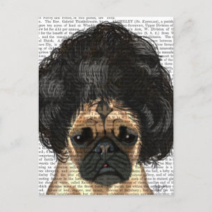 Cartão Postal Pug In A Bad Wig