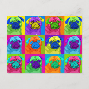 Cartão postal Pug inspirado