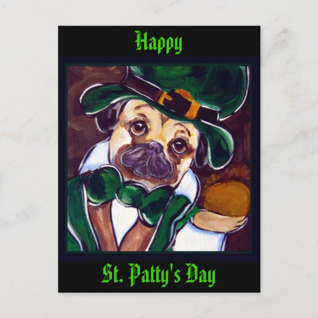 Cartão Postal Pug Irlandês (Frente)