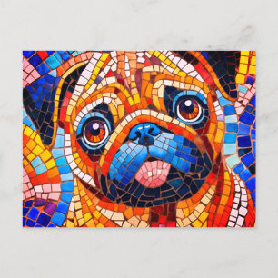 Cartão Postal Pug Mosaico