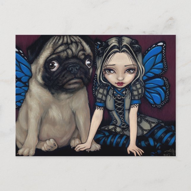 Cartão Postal "Pug Pixie" (Frente)